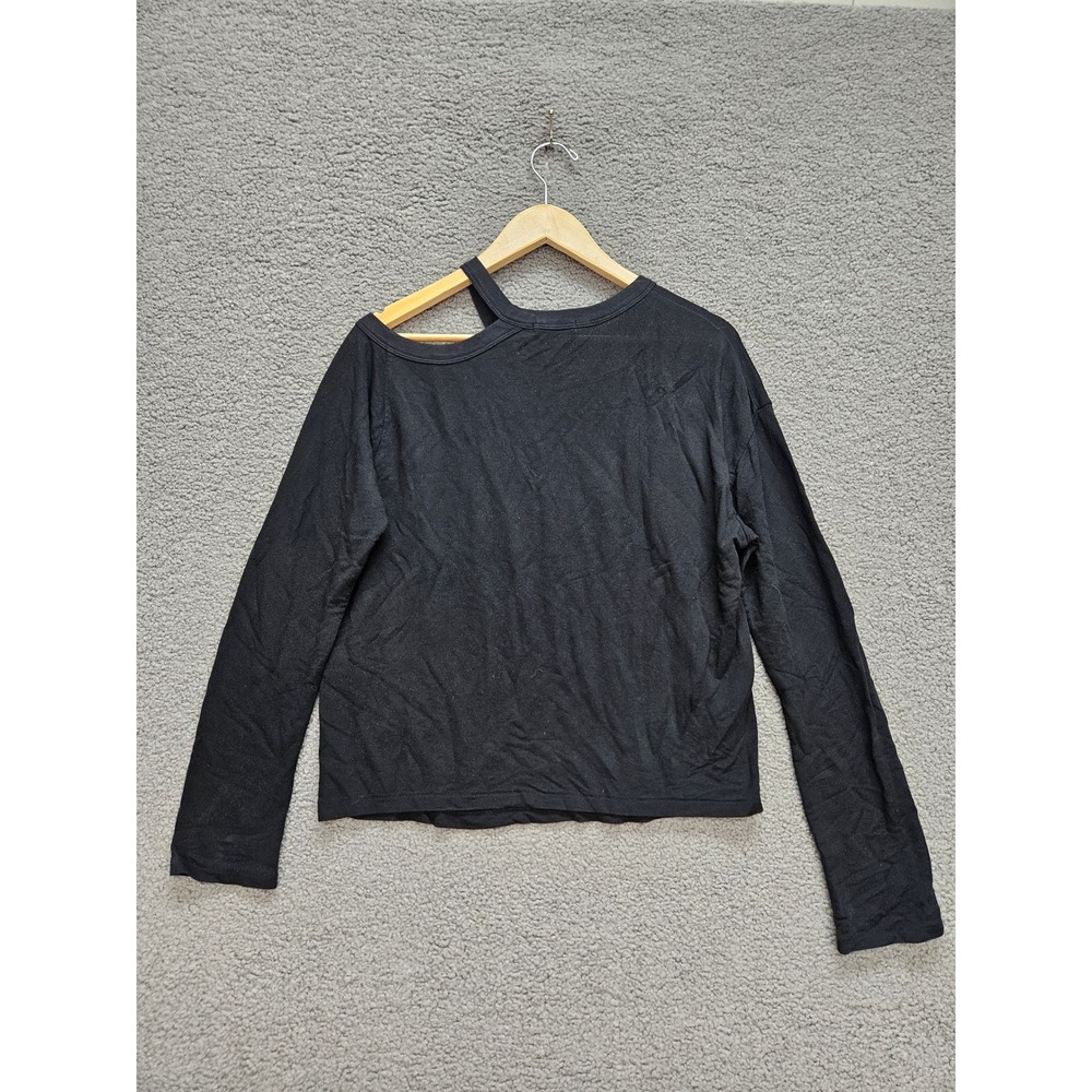 Rag & Bone JEAN Top S Black Asymmetrical Cutout Shoulder Long Sleeve Tee